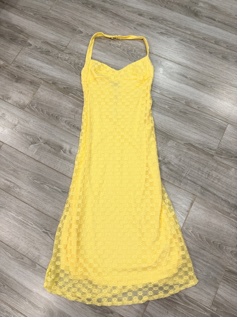 New Bardot Yellow Lace Halter Sundress size XL/12